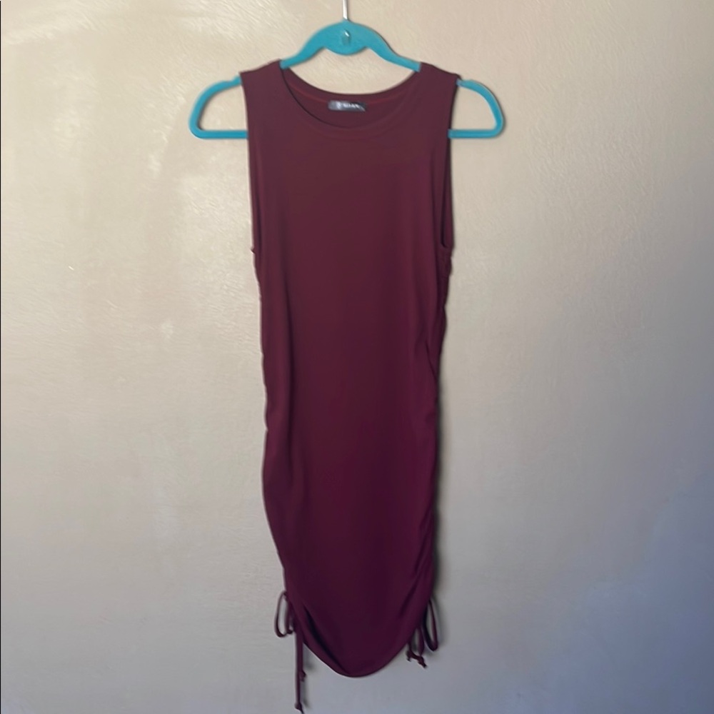 Sleeveless Burgundy Dress with Side Ties